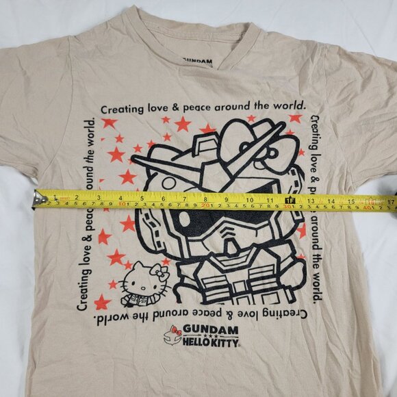Gundam x Hello Kitty Collaboration Adults Small Beige T-Shirt Anime Casual - Picture 5 of 8
